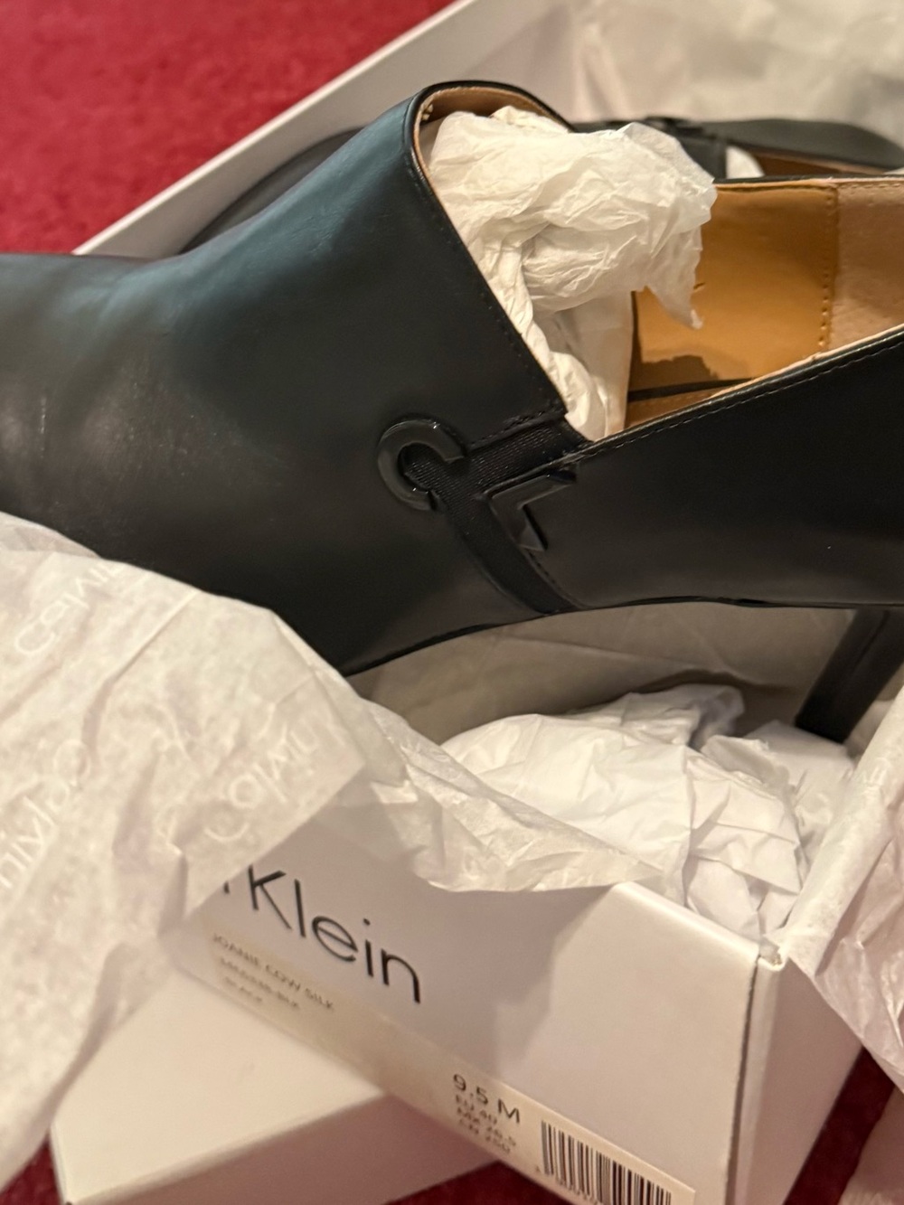 Calvin Klein Black Leather Mid Heel Slip-On Pumps - NIB